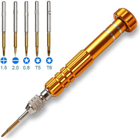 Tournevis de précision multifonction 5-en-1, petit et magnétique, pour lunettes, smartphones, tablettes et montres, kit de réparation portable (1/5)