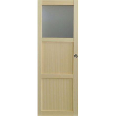 Puerta corredera de madera Ayous de 2 paneles, 1 acristalamiento H204 x L73 cm, coquillas Gd Menuiseries