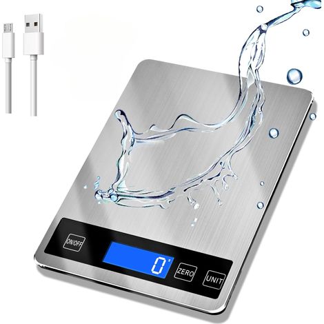 Digitale Küchenwaage, wiederaufladbar per Batterie und USB, mit präziser Teilung von 1 Gramm/0,05 Unze (ca. 15 Kilogramm).