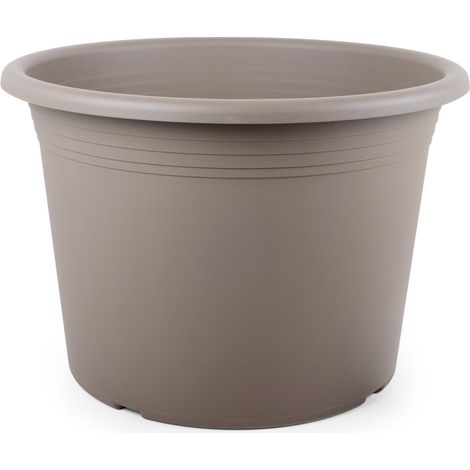 GEDA – Pot de plantation rond Cilindro taupe – Plastique, Ø 40 x H 28 cm