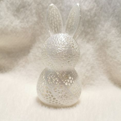 KOWOLL Abat-jour lapin de Pâques ajouré, abat-jour lapin ajouré imprimé en 3D, décoration de fête lapin, statuette de lapin de Pâques