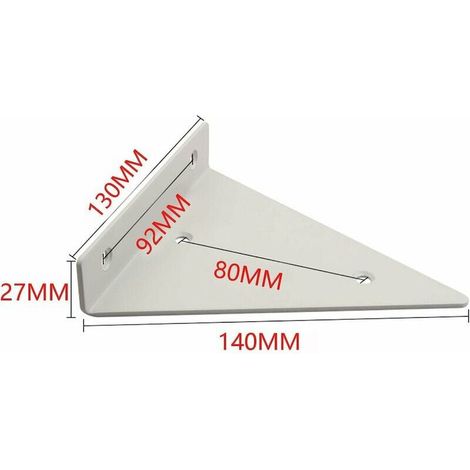 Lot de 2 supports d'étagère en métal en forme de triangle, support d'étagère blanc caché, support d'étagère mural, supports d'étagère robustes, supports cachés, pour support mural de bureau de cuisine (1/4)