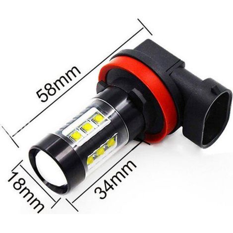 Ampoule Antibrouillard - LED H11 H8 - 80 W - 12 V à 24 V - Pour Voitures Camions SUV Véhicules Utilitaires - 2 Pièces (1/3)