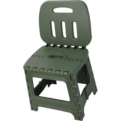 Tabouret pliant portable en polypropylène épais pour enfants, avec poignée, idéal pour le camping, la pêche et les pique-niques (vert, taille L). (1/5)