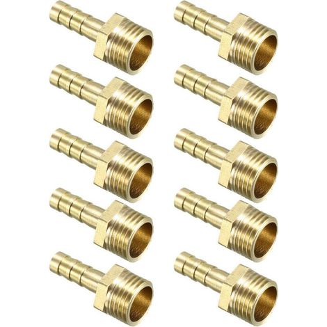 10pcs Raccord cannelé tuyau en laiton 6 mm barbelé x 1/4 PT mâle Adaptateur connecteur (1/3)