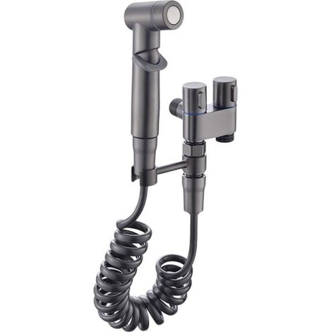 Vanne à double commande, kit de robinet de toilette 1 sur 2, robinet portable à laver, soupape à double commande (gris) (1/5)