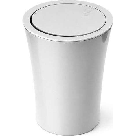 Poubelle de table - Poubelle de bureau - Salle de bain - Plastique - Couvercle basculant - 2 L (1/5)