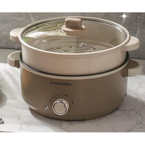 Cuiseur à riz multifonction 2.5L avec cuiseur vapeur, revêtement antiadhésif de qualité alimentaire, brun foncé, norme européenne