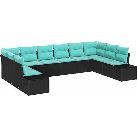 Garden Sofa Set 10 pcs Black Poly Rattan vidaXL (1/5)