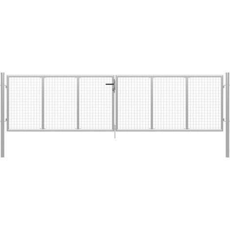 Porte de jardin Acier galvanisé 415x175 cm Argenté (1/5)