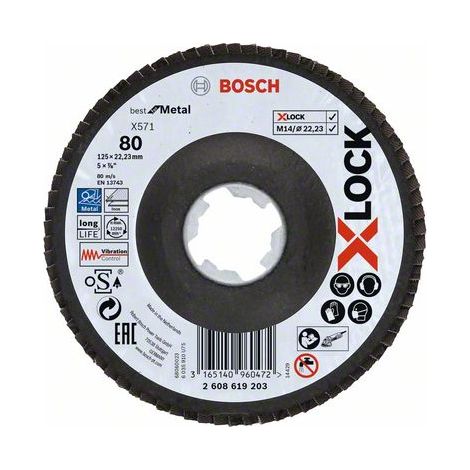 Disque à lamelles x-lock 125mm - Grain : 80 - BOSCH