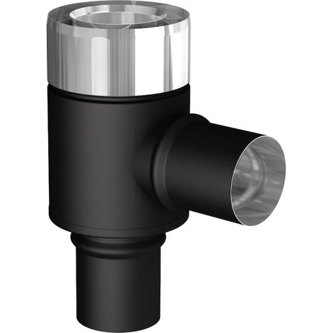 JONCOUX Té 90° - Apollo Pellets 2.0 noir - Ø80/130 mm - prise d’air Ø60 mm - fumées SPM Ø80 mm
