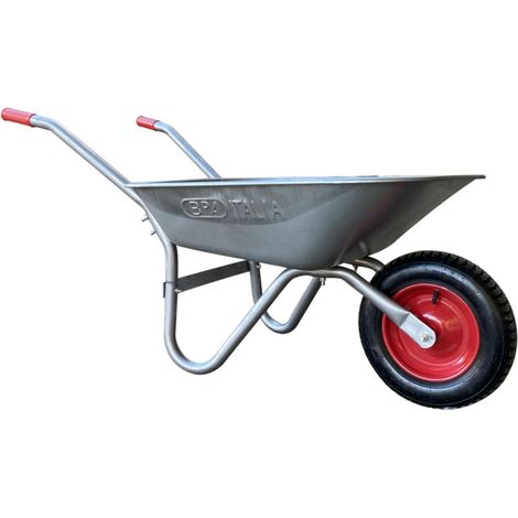 Toolland Carretilla 85 litros, Carretilla de Obra con Cuba de Acero galvanizado, Rueda neumática 350 mm, 12 kg Ligera, para jardín y construcción Arena Tierra escombros residuos