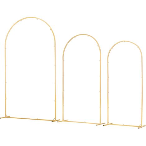 Mophorn Arche de Mariage Lot de 3 Support de Fond Arche 2,2a0m 2 m 1,8a0m pour Décorations de Mariage, Anniversaires, Cérémonies, Remises de Diplômes, Structure Métallique Stable, Couleur Dorée (1/5)