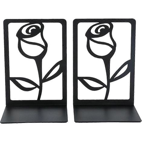 Rose métal Bookends, Elegant Iron Book Supports pour Office & maison, Artistic Hollow Design (1/5)