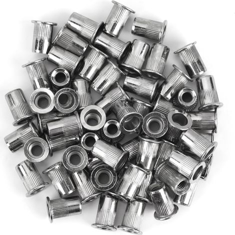 60 pièces écrous à riveter filetés M6 en acier inoxydable, écrou à rivet fileté à tête plate - Résistance à la rouille, Installation facile, Polyvalence d'utilisation, Idéal pour divers matériaux (1/5)