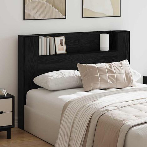 vidaXL Tête de lit de rangement avec LED Chêne noir Bois d'ingénierie (1/5)