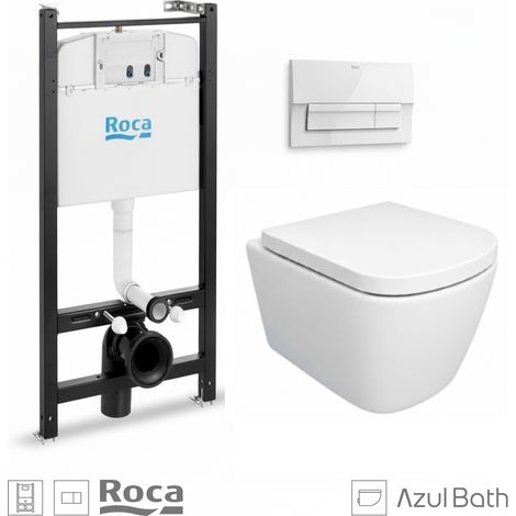 Pack WC Bastidor empotrado ROCA Active cisterna y pulsador blanco con inodoro suspendido Tornado Link blanco de AzulBath (1/5)