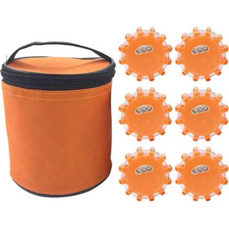Leistungsstarke orangefarbene LED-Warnleuchte, Blitzlicht für Autos, Traktoren-Warnleuchte, flache magnetische, batteriebetriebene, drahtlose Warnleuchte für blinkende Notfallbeleuchtung (Orange, 6 St (1/5)