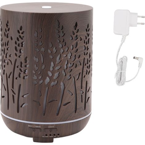 Diffuseur d'huiles essentielles 300ml, effet bois, 7 couleurs LED silencieux, humidificateur 100-240V prise UE (1/5)