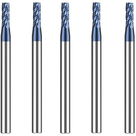 5 Pièces Fraise Carbure 3mm, 4 dents CNC Fraise en bout, AlTiN Noir Revêtement VHM Pour Métal Bois Acrylique Plastique