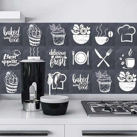 BEBUSINGOTO Autocollant de Carreaux de Mosaïque, 24 Pièces Auto-adhésif de Mosaïque Carrelage Mural Sticker Autocollant de Carrelage Carreaux Bricolage pour Maison Salle Bains Cuisine (15X15 CM) (1/5)
