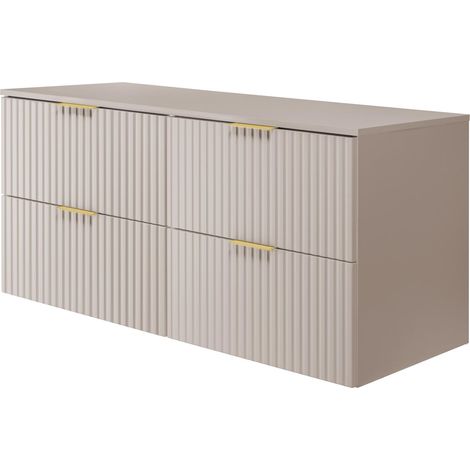 Mobile lavabo, Cashmere, 120 (2 x 60) x 57 x 46 cm, maniglia oro + Piano (1/5)