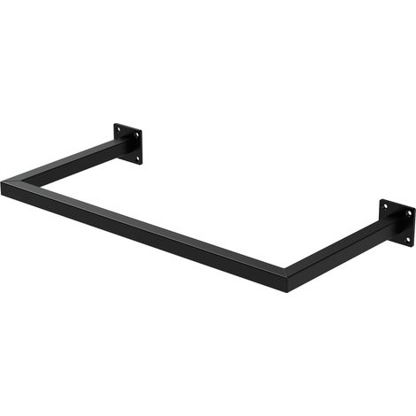 ML-Design Tringle à Vêtements Rectangulaire, P30 x L60 cm, Noir, Acier Inoxydable, Tringle de Penderie Forme de U, Portemanteau à Montage Mural, Porte-vêtements, Tringle à Linge + Matériel de Montage