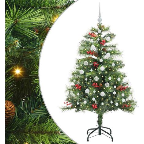 Sapin de Noël artificiel vert, 150 cm, en PVC et métal. (1/5)