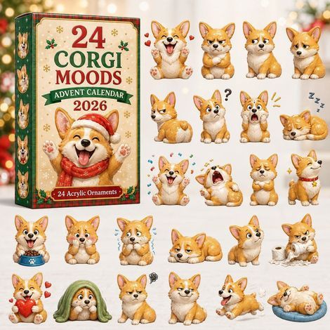 Corgi che ride con la zampa alzata, calendario dell'Avvento 2026, 2D
