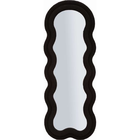 Espejo Marylin, Marco Ondulado Tela Teddy, Forma Rectangular, Tipo de Pared, 60x160h cm Negro