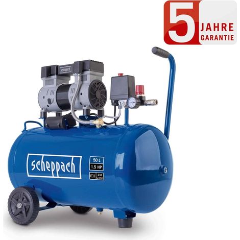 Scheppach Silent Kompressor HC52Si Doppelzylinder 8bar 50L 230 L/min Ölfrei (1/5)