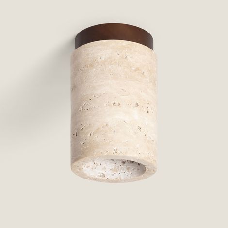 Plafonnier Travertin et Bois Enzo Beige ø11 cm (1/5)