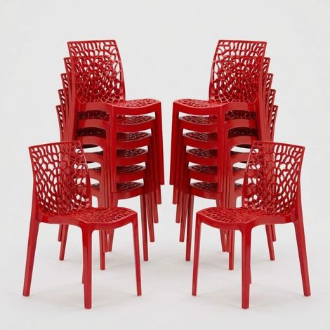 Grand Soleil – Lot de 22 chaises empilables Gruvyer – Polypropylène Highmopp – Confort ergonomique – Pour bars et restaurants – Résistantes aux intempéries (1/5)