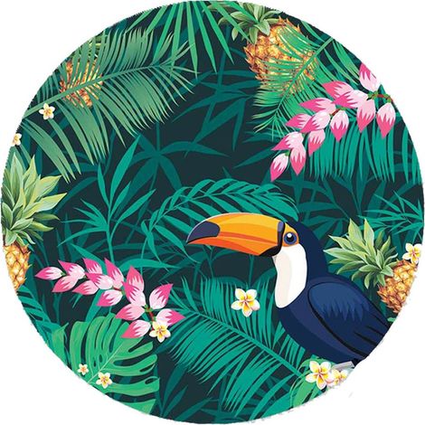 Set de table rond motif feuillage et toucan (1/2)