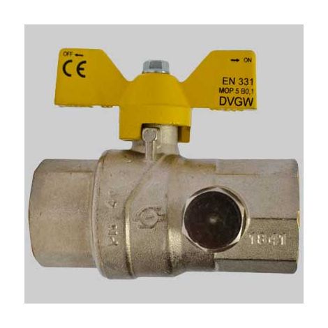VALVOLA SFERA GAS F/F CON DUE PRESE PRESSIONE FARFALLA ALLUMINIO  1/2     F.I.V.