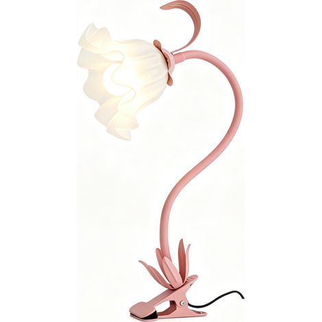 Lampe Lecture LED Pince, Fleur Rose, USB, Flexible, Bureau, Chevet, Livre, Étude, Lueur Douce, Enfant (1/5)