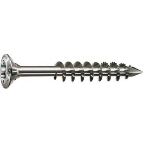100 Vis Terrasse Bois Tête Fraisée Bombée Torx T-STAR + pointe CUT F/Partiel 4.5 x 60 mm - Inox A2 - D-Work