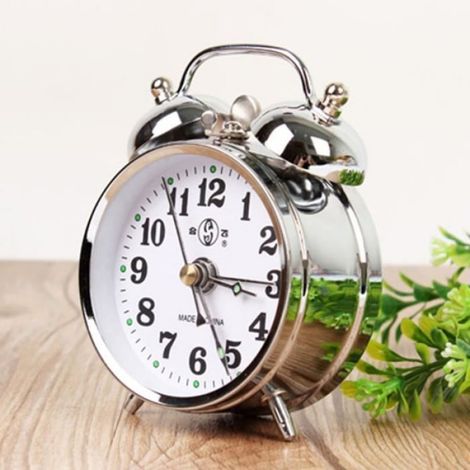 argent - Réveil Mécanique Rétro Doré, Horloge À Remonter Manuelle En Métal, Snooze, Décoration De La Maison (1/3)