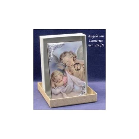 Quadretto quadro decorativo argento laminato angelo 7 x 12 cm (1/2)