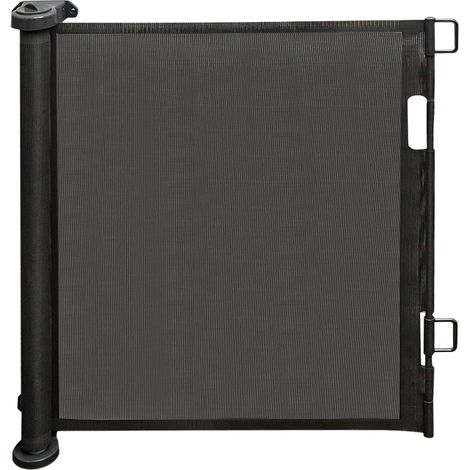 Barriere Chien Opération à Une Main,Haloyo®,Barrière de Sécurité Rétractable pour Bébés,pour Escaliers, Couloirs, Cuisine,Intérieur et Extérieur,86 x 150 cm,noir (1/5)