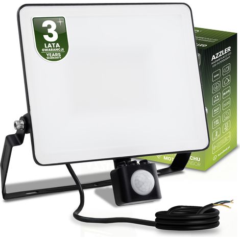 Faro LED Azzler 50W 6000lm 4000K IP44 per esterni, lampada alogena con sensore di movimento, nero Lumiled (1/5)