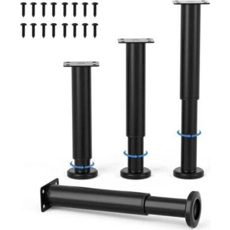 Stück verstellbare Möbelfüße, 18 cm, schwarze runde Metall-Tischbeine für Sofa, Schrank, Bett, inklusive Schrauben