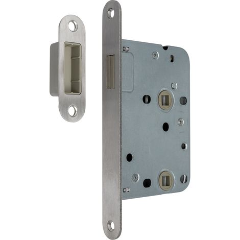 AXA Türschloss 7169 - für WC/Badezimmer TL63 - 8 - Schloss für Innentüren mit Schlüssel - Magnetisch - Frontplatte aus Edelstahl - Inkl. Schließblech (1/3)