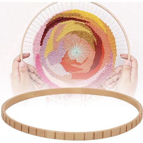 Cadre mural tissé rond de 19 cm à faire soi-même avec machine à tisser en bois