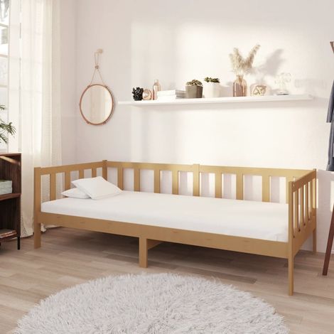 vidaXL Divano Letto con Materasso 90x200 cm ambra in Legno di Pino (1/5)
