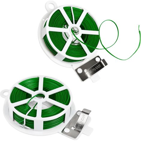 Fil Jardinage 100 m Vert, 2 Rouleaux de 50 m Fil de Fer Jardin avec Coupe-Fil, Fil Attache tomates pour Plantes Grimpantes, Fleurs et Arbustes, Lien pour Attacher Les Plantes Réutilisable (1/5)