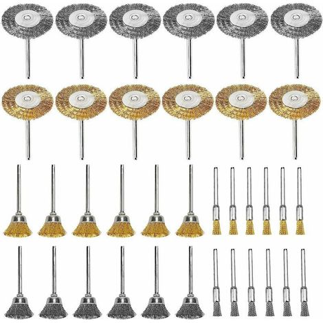 36Pcs Brosse Metallique pour Perceuse Brosse Métalliques Meuleuse Circulaire Laiton Perceuse Fil D'Acier Roue Brosses de Nettoyage pour Nettoyage de la Rouille Corrosion Peinture (1/5)