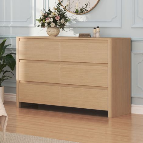 Kommode Takranmaa mit 6 Schubladen 120x39x77 cm Eicheoptik [en.casa] (1/5)