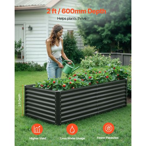 Potager Surélevé Métal 180x90x60 cm Carré Potager Surélevé Galvanisé Lit de Jardin Fond Ouvert Bac de Jardinage pour Culture de Lég… (1/5)